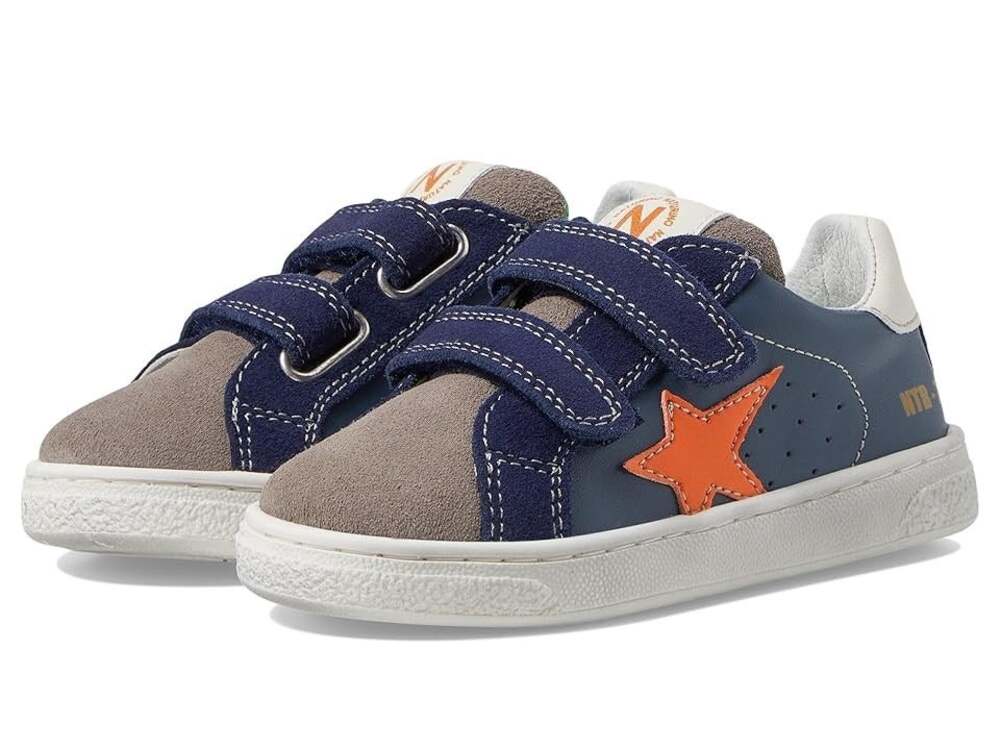Naturino Boys Pinn VL Hook and Loop Sneakers Size 1.5 EU 32 Gray Navy Blue NIB